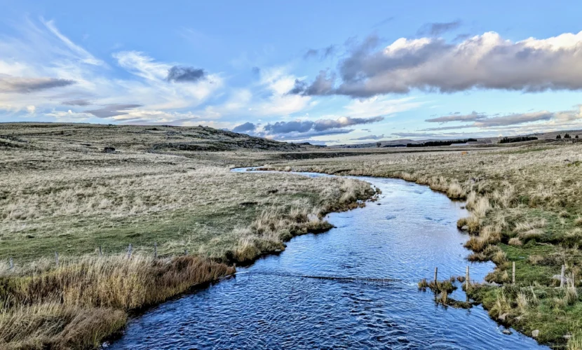 La rivière du Bès sous le pont de Marchastel - Chemin de Compostelle